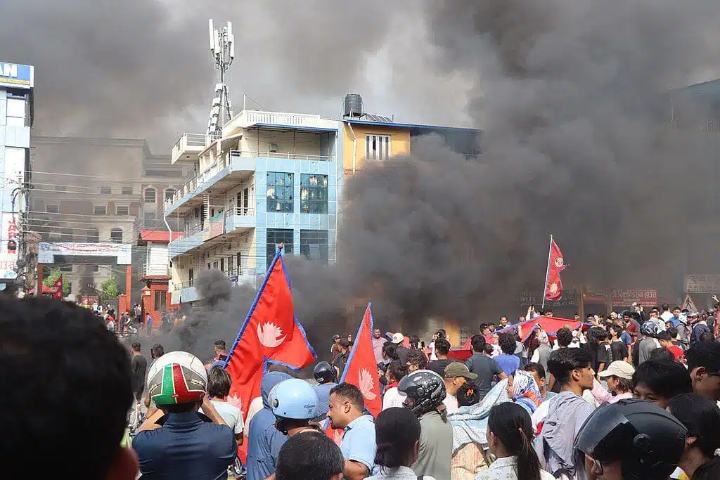 Nepal Gen Z protests outside Bharatpur Mahanagarpalika office during 2025 protests