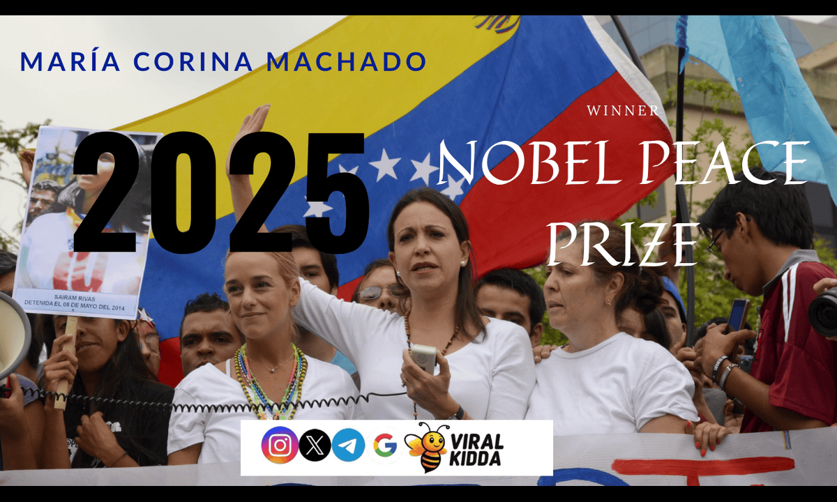 María Corina Machado 2025 Nobel Peace Prize winner speaking at Venezuela event