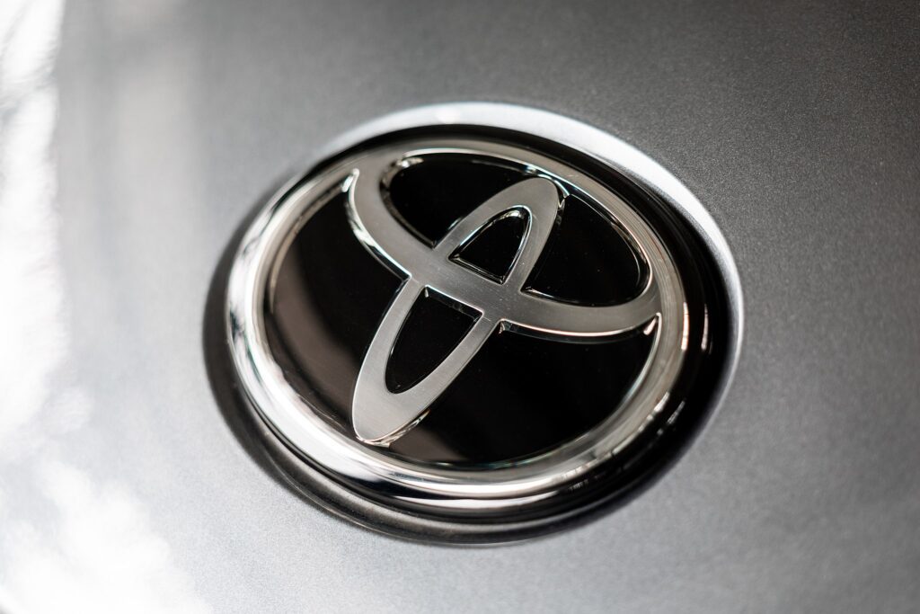 Toyota badge on hood of Toyota GR Supra – Toyota recall editorial image