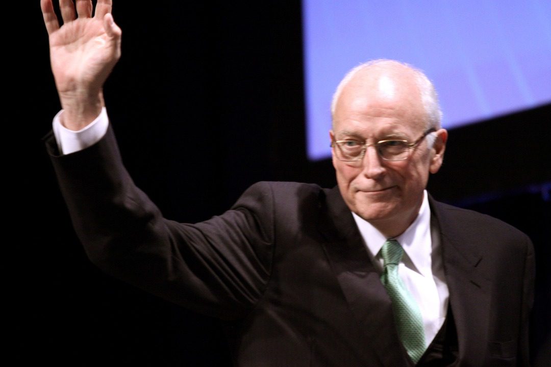 Dick Cheney during a political event — remembered as a powerful American leader.