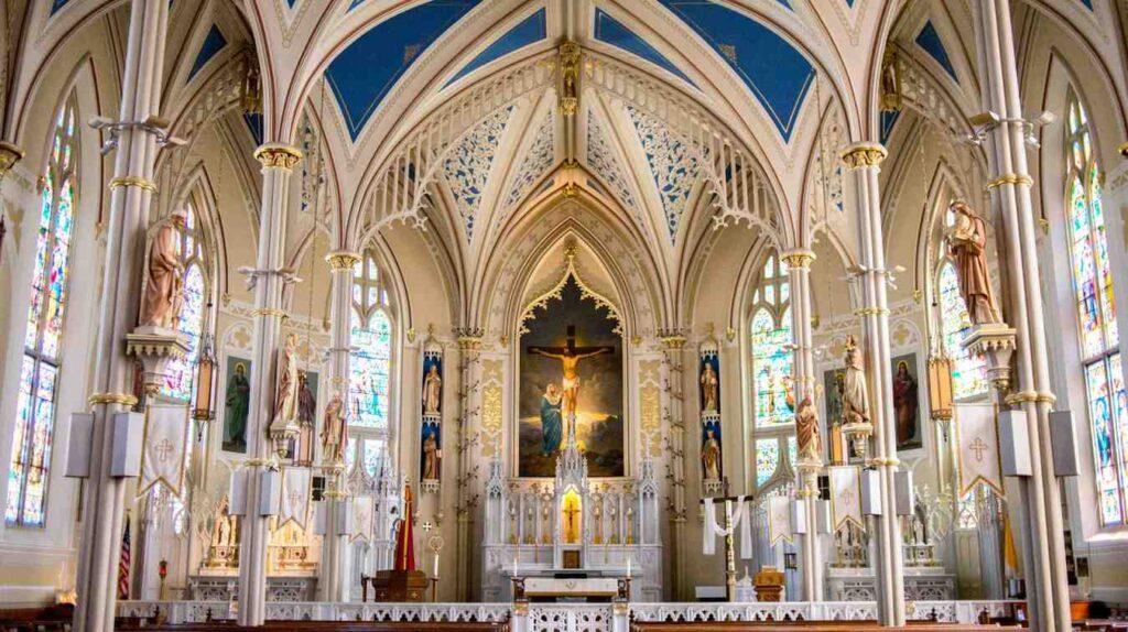 Church interior representing leadership change in the Catholic Church after Cardinal Timothy Dolan resignation