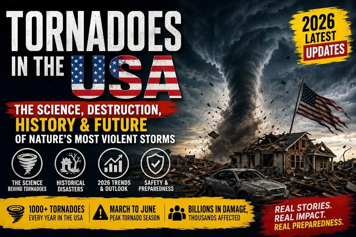 Massive tornadoes funnel destroying houses in a US neighborhood during severe storm outbreak 2026