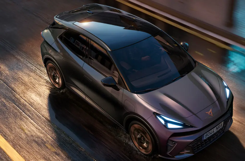 Cupra Raval compact EV with LED lights and sporty styling